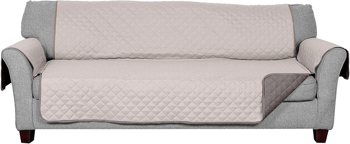 Water-Resistant & Reversible Sofa Cover for Dogs, Cats & Kids - Two-Tone Pinsonic Quilted Furniture Protector, Gray/Mist, Large Sofa (70" Base Width)