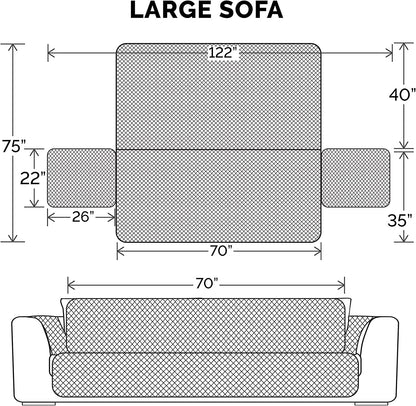 Water-Resistant & Reversible Sofa Cover for Dogs, Cats & Kids - Two-Tone Pinsonic Quilted Furniture Protector, Gray/Mist, Large Sofa (70" Base Width)