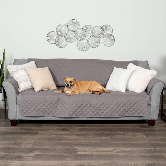 Water-Resistant & Reversible Sofa Cover for Dogs, Cats & Kids - Two-Tone Pinsonic Quilted Furniture Protector, Gray/Mist, Large Sofa (70" Base Width)