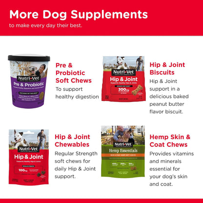 Advanced Strength Hip & Joint Chewable Dog Supplements - Glucosamine, Chondroitin, MSM & Hyaluronic Acid for Joint Health & Mobility - 300 Liver-Flavored Tablets