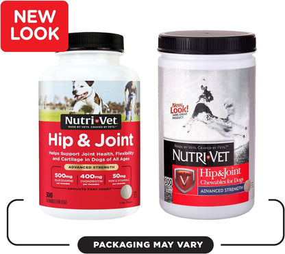 Advanced Strength Hip & Joint Chewable Dog Supplements - Glucosamine, Chondroitin, MSM & Hyaluronic Acid for Joint Health & Mobility - 300 Liver-Flavored Tablets