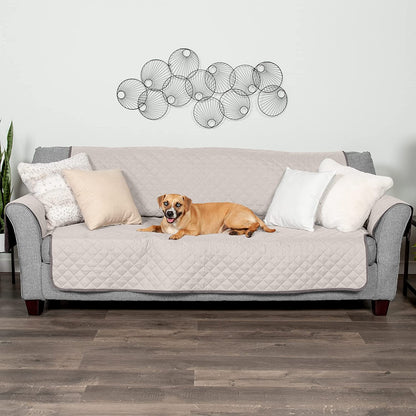 Water-Resistant & Reversible Sofa Cover for Dogs, Cats & Kids - Two-Tone Pinsonic Quilted Furniture Protector, Gray/Mist, Large Sofa (70" Base Width)